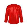 thumbnail image 2 of TSSOE Boys Girls Sparkly Metallic Long Sleeve Loose T-Shirt Jazz Hip Hop Dance Top Performance Costume Dancewear Red 11-12, 2 of 7