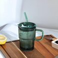 thumbnail image 2 of 450ml Jug with Lid and Straw, Iced Coffee Jug with Straw and Lid, Set of 2 Green Water Vagos with Straw, 2 of 5