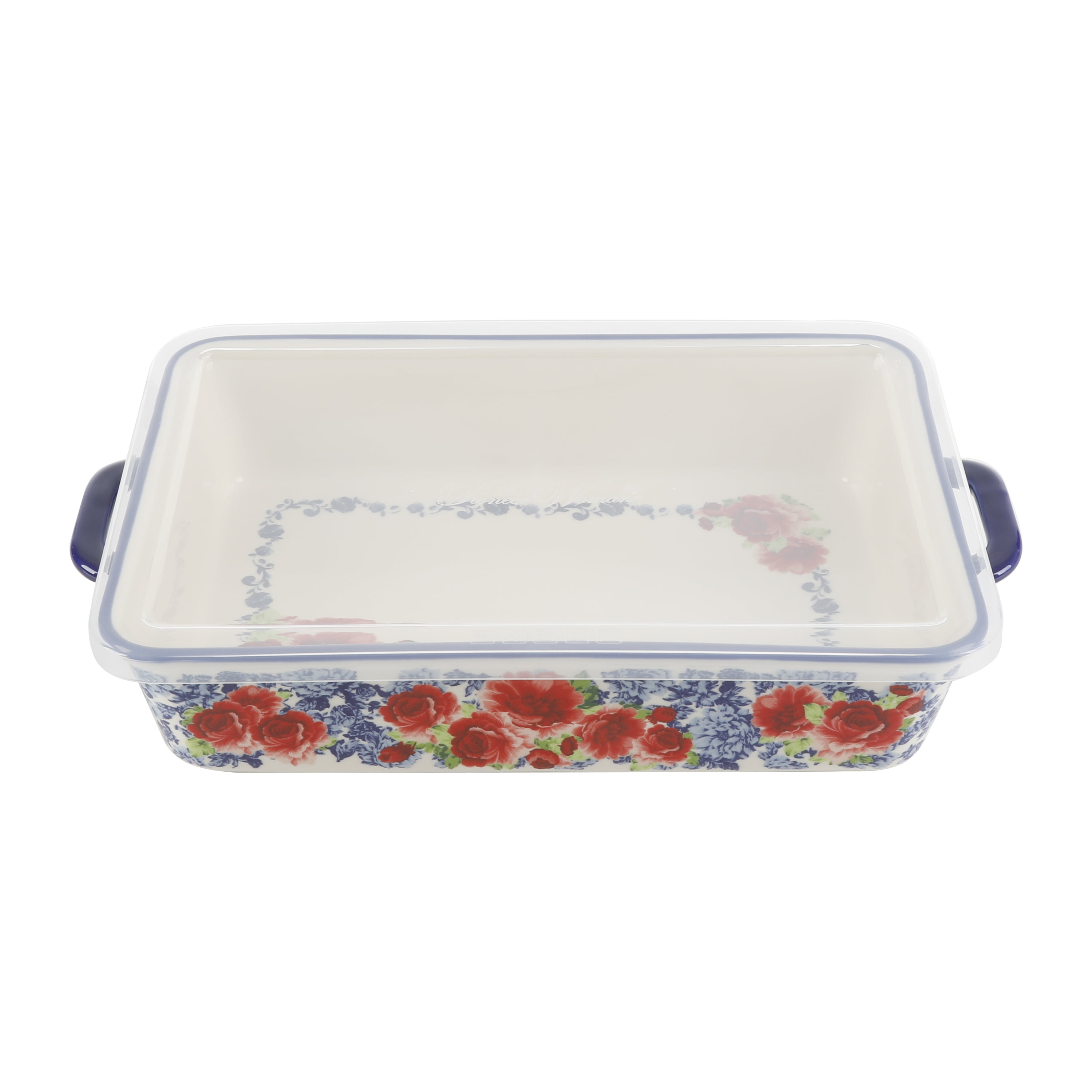 The Pioneer Woman Heritage Floral Ceramic Baker with Lid, 9" x 13"
