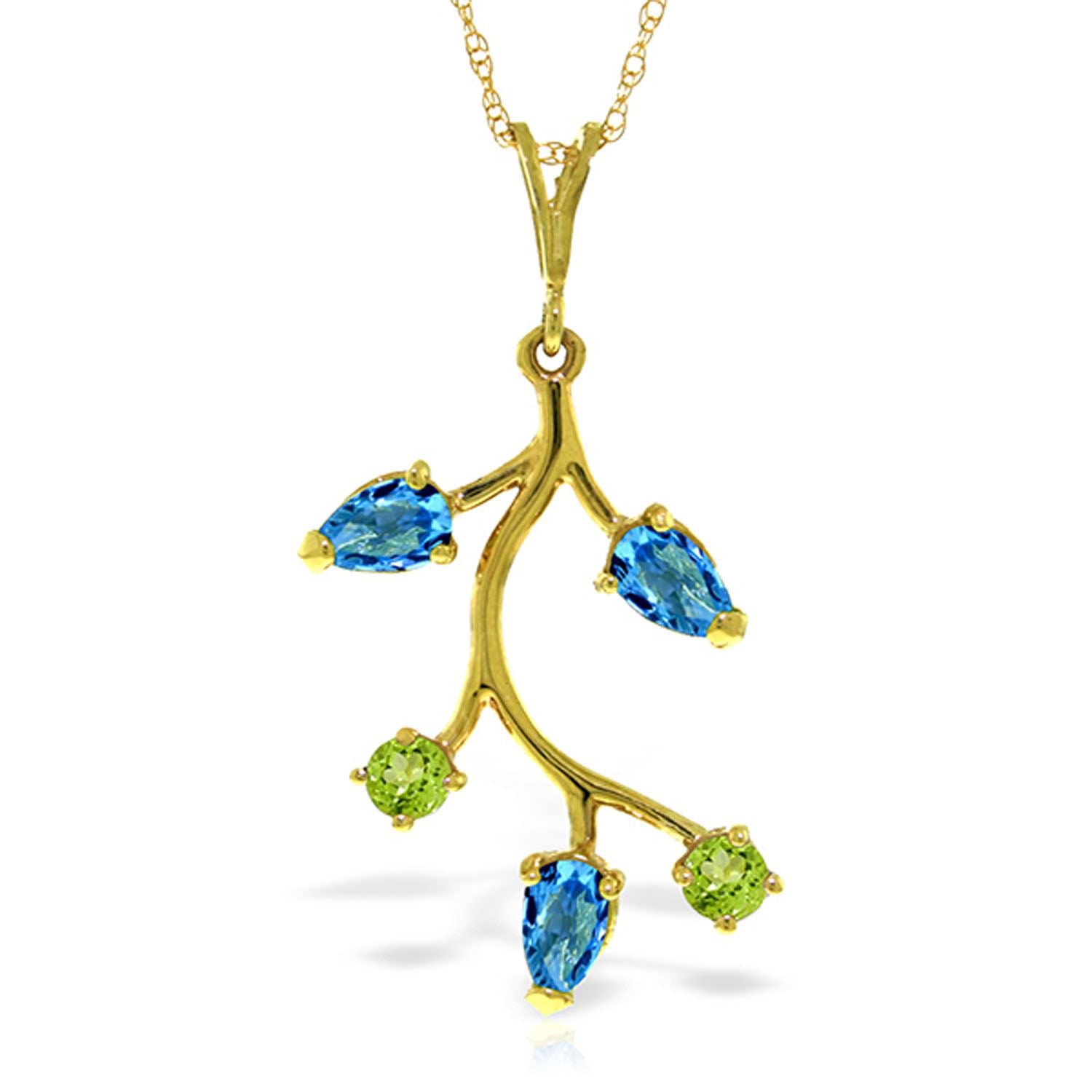 ALARRI 0.55 Carat 14K Solid Gold Directions To Love Peridot Necklace with 18 Inch Chain Length