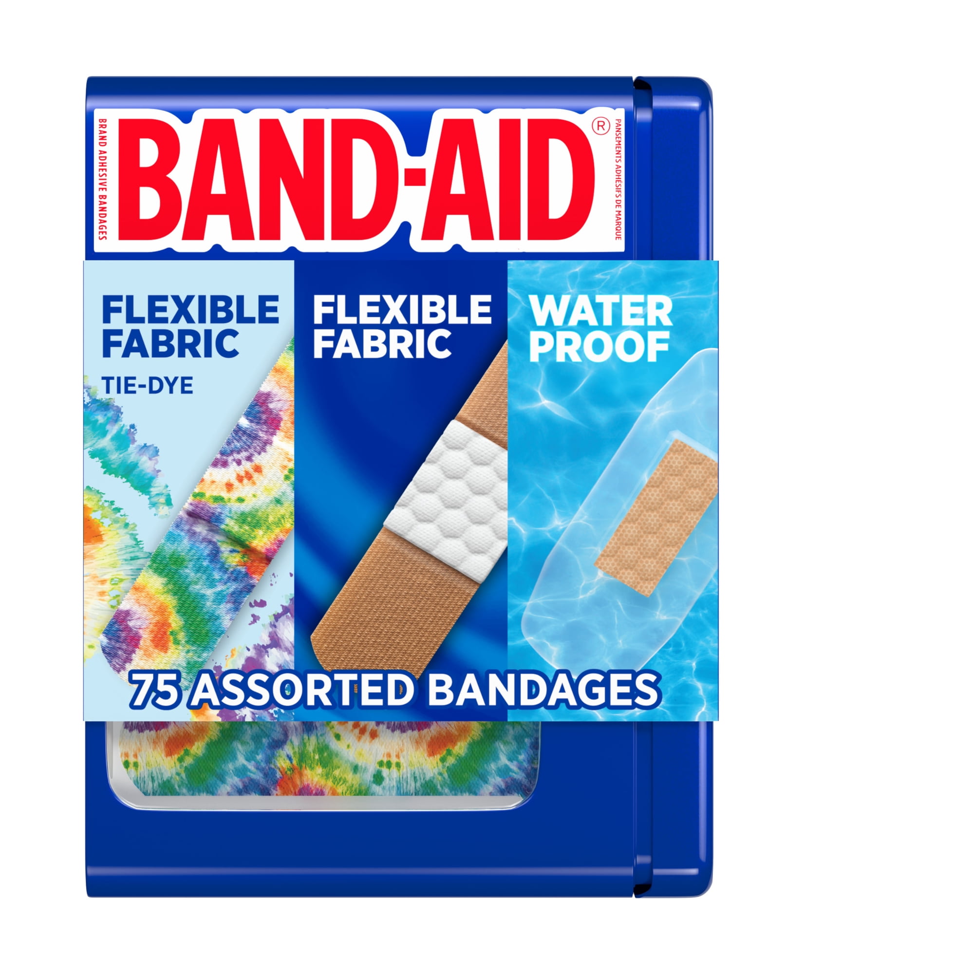 Band-Aid Brand Adhesive Bandages, Assorted Variety Pack Tin, 75 Count