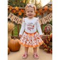 thumbnail image 3 of Miaouyo Toddler Girl Thanksgiving Outfits Long Sleeve Tops + Pumpkin Print Skirt, 3 of 8