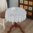 thumbnail image 4 of White Color Round Lace Table Cloth Stylish Tabletop Decorative Covering for Study Room Home, 4 of 5