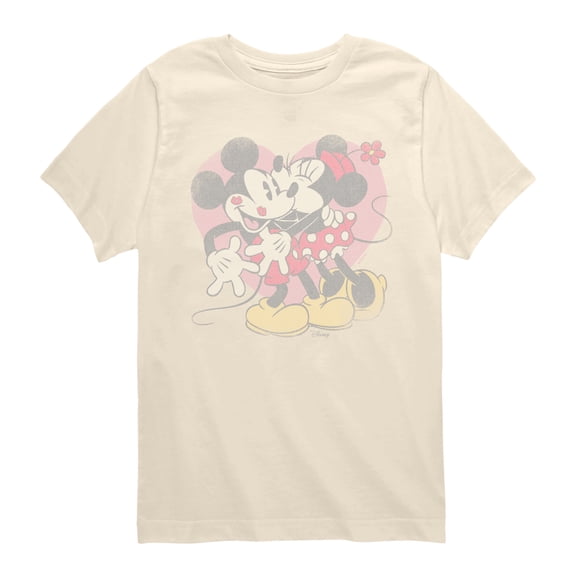 Disney - Mickey & Minnie Kisses - Youth Boys Short Sleeve Graphic T-Shirt