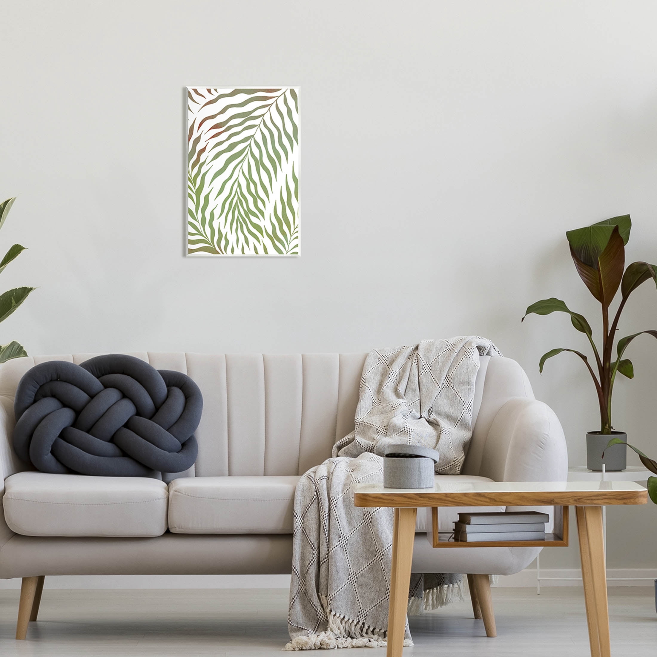 Wavy Green Botanical Leaves Botanical & Floral Graphic Art Unframed Art Print Wall Art
