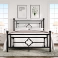 thumbnail image 2 of Einfach Queen Size Heavy Metal Bed with Vintage Headboard Pattern, Black, 2 of 7