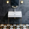 thumbnail image 2 of Claire 30 Ceramic Console Sink White Basin Brushed Gold Legs, 2 of 10