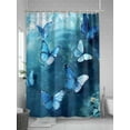 thumbnail image 5 of Coastal Shower Curtain, Vintage Butterfly Ocean Bathroom Decor Curtains Set with Hooks, Blue Waterproof Fabric Home Accessories， 66 X 72 Inch Long, 5 of 6