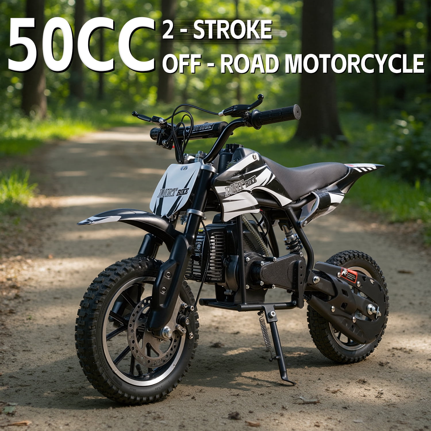 TOXOZERS 50cc 2-Stroke Dirt Bike ,Off-Road Mini Bike for Kids Ages 8+, Pit Bike with Safety Kill Switch, 25mph, 150 lbs, Black