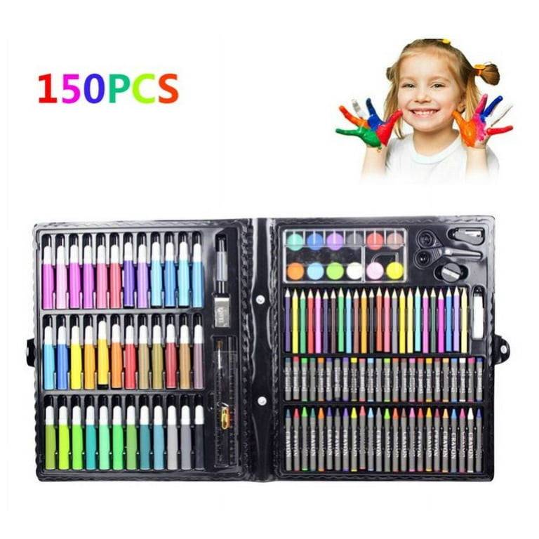 Art Supplies for Kids,150 Piece Art Set, Drawing Painting Art Kit for Kids,  Deluxe Professional Color Set, Christmas Gifts Art Set Case with Oil  Pastels, Crayons, Colored Pencils,Pink 
