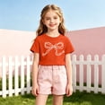 thumbnail image 2 of KHONTS Bowknot Cute Shirts for Girls Graphic Summer Shirt for Preppy Tshirt Summer Stylish Tops Orange 100, 2 of 4