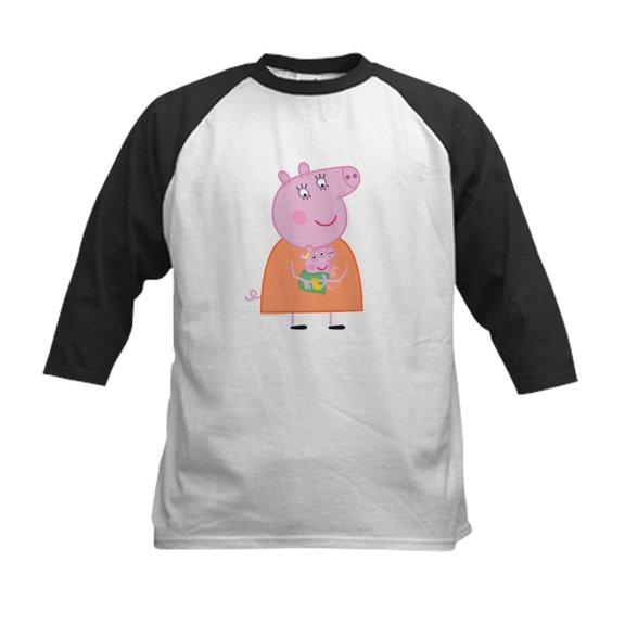 CafePress - Peppa Pig: Holding Baby Kids Baseball T Shirt - Kids Cotton Baseball Jersey, 3/4 Sleeve Shirt