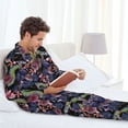 thumbnail image 6 of Fotbe Snake And Flower Pattern Long Sleeve Pajama Set for Men,Sleepwear Set,2-piece Loungewear Set,Soft PJs Comfy Nightwear with Pockets-Medium, 6 of 7