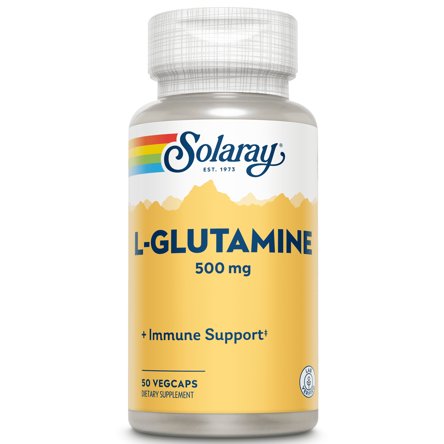 Solaray L-Glutamine 500 mg Supplement – Free Form Amino Acid for Immune Support – Vegan VegCaps – 50 Count