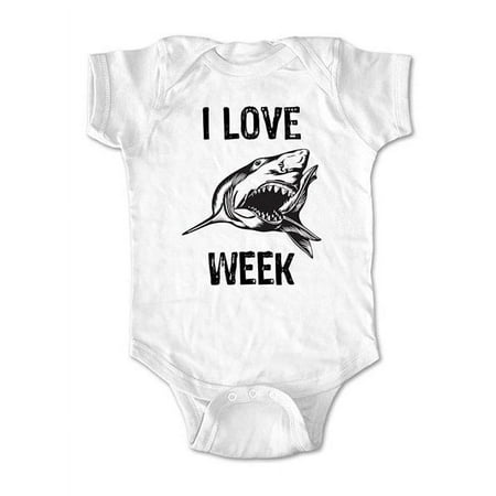 

I Love Shark Week - wallsparks cute & funny Brand - baby one piece bodysuit - Great baby shower gift!