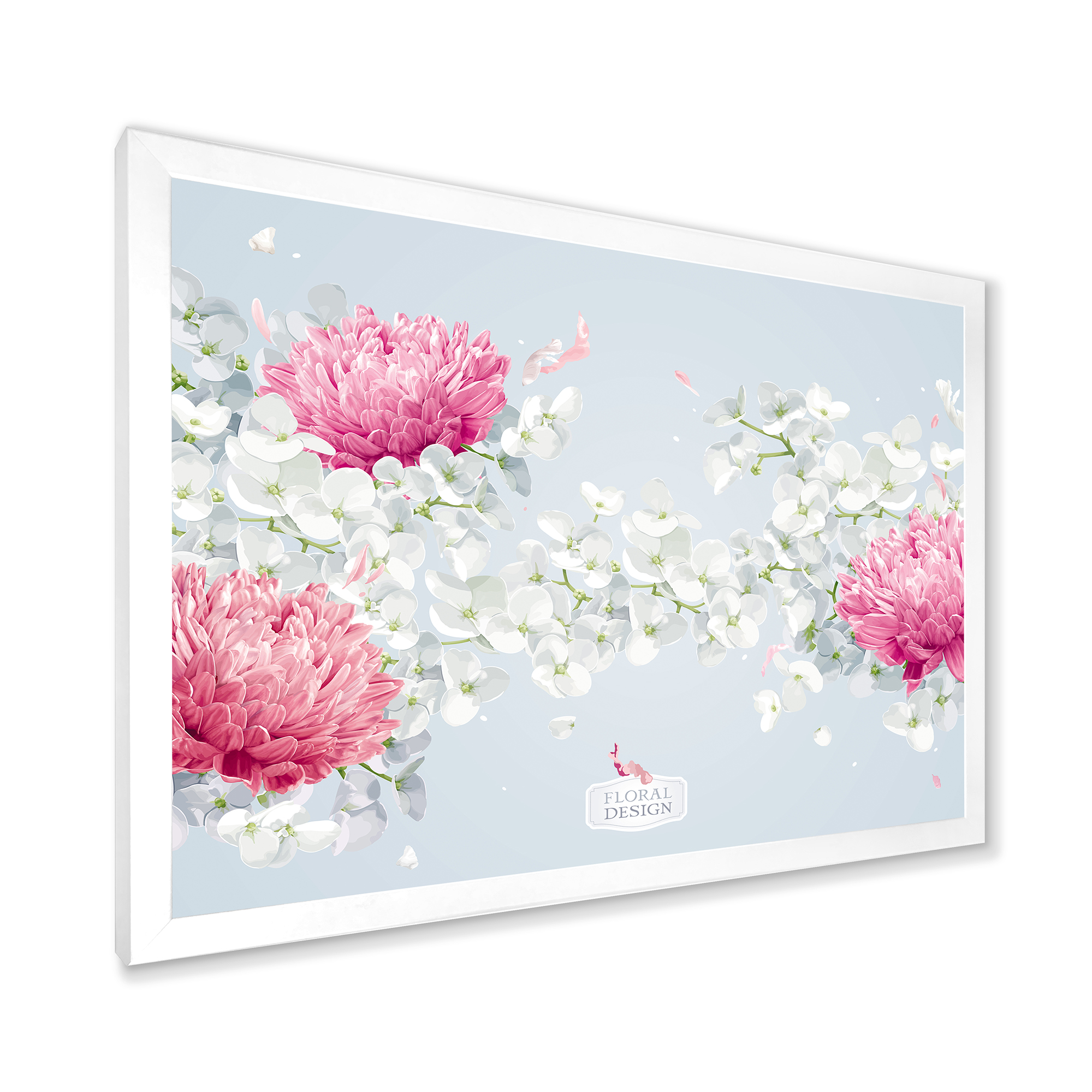 Designart 'Apple Blossom and Chrysanthemums' Traditional Framed Art Print