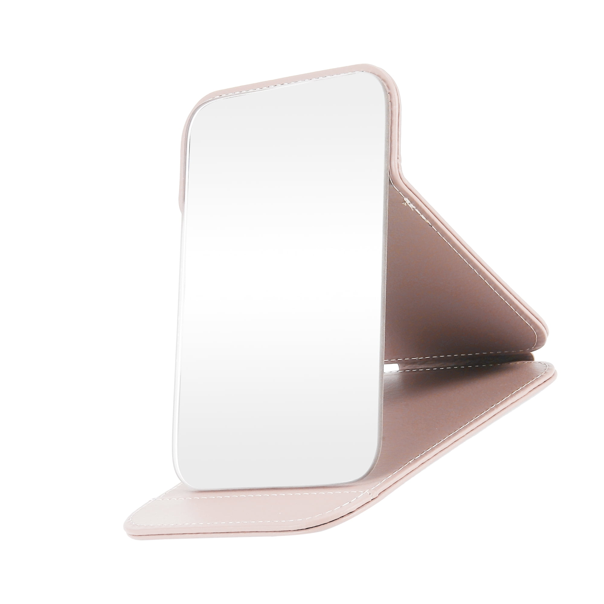 Unique Bargains 1Pc Foldable Small Makeup Mirror for Travel Pink Small