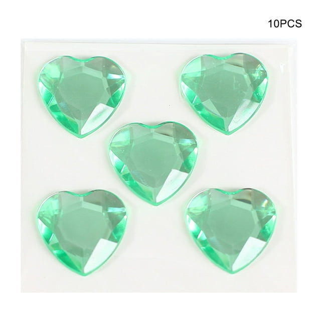 Heart Rhinestone Stickers Acrylic Crystal Gems Multipurpose Decorative Handheld Clothes Scrapbooking DIY Crafts Necklace Grass Green