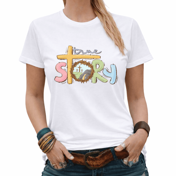 Aesthetic Christian Easter True Story Gift Graphic Tees Womans T shirt White/Black S-5XL Tops