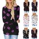 thumbnail image 5 of Camiseta mujer Qarigey Impreso Manga Larga Cuello Sudadera Jersey Rojo XXL, 5 of 6