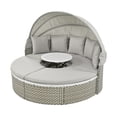 thumbnail image 5 of Patio Furniture Round Outdoor Sectional Sofa Set Rattan Daybed Two-Tone Weave Sunbed with Retractable Canopy, Separate Seating and Removable Cushion, Gray, 5 of 9