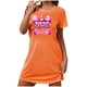 thumbnail image 1 of Camisón corto con estampado informal HAPPY YEAR para mujer, falda de dormir corta grande con cuello redondo y manga corta estampada en el pecho., 1 of 2