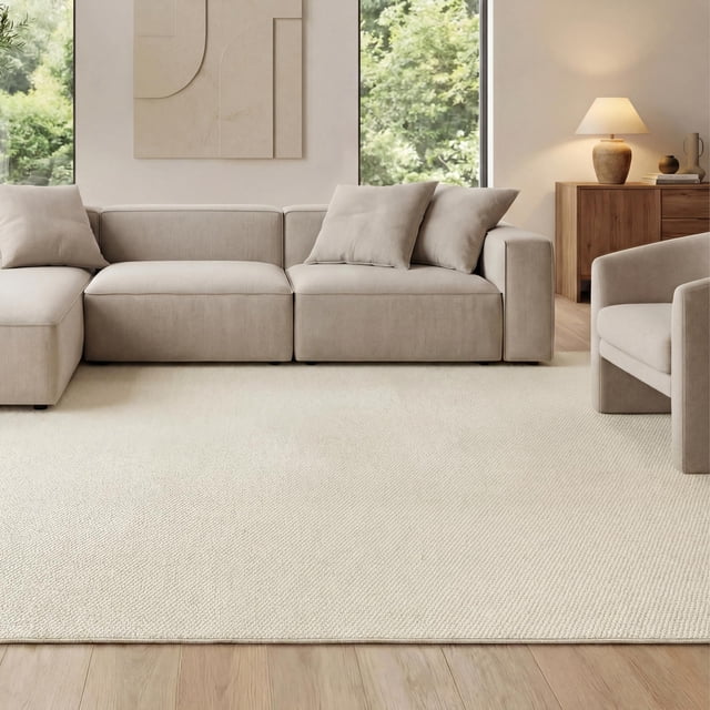 Area Rug Bedsure de lana sintética, 140 x 200 cm, para sala de estar, color crema