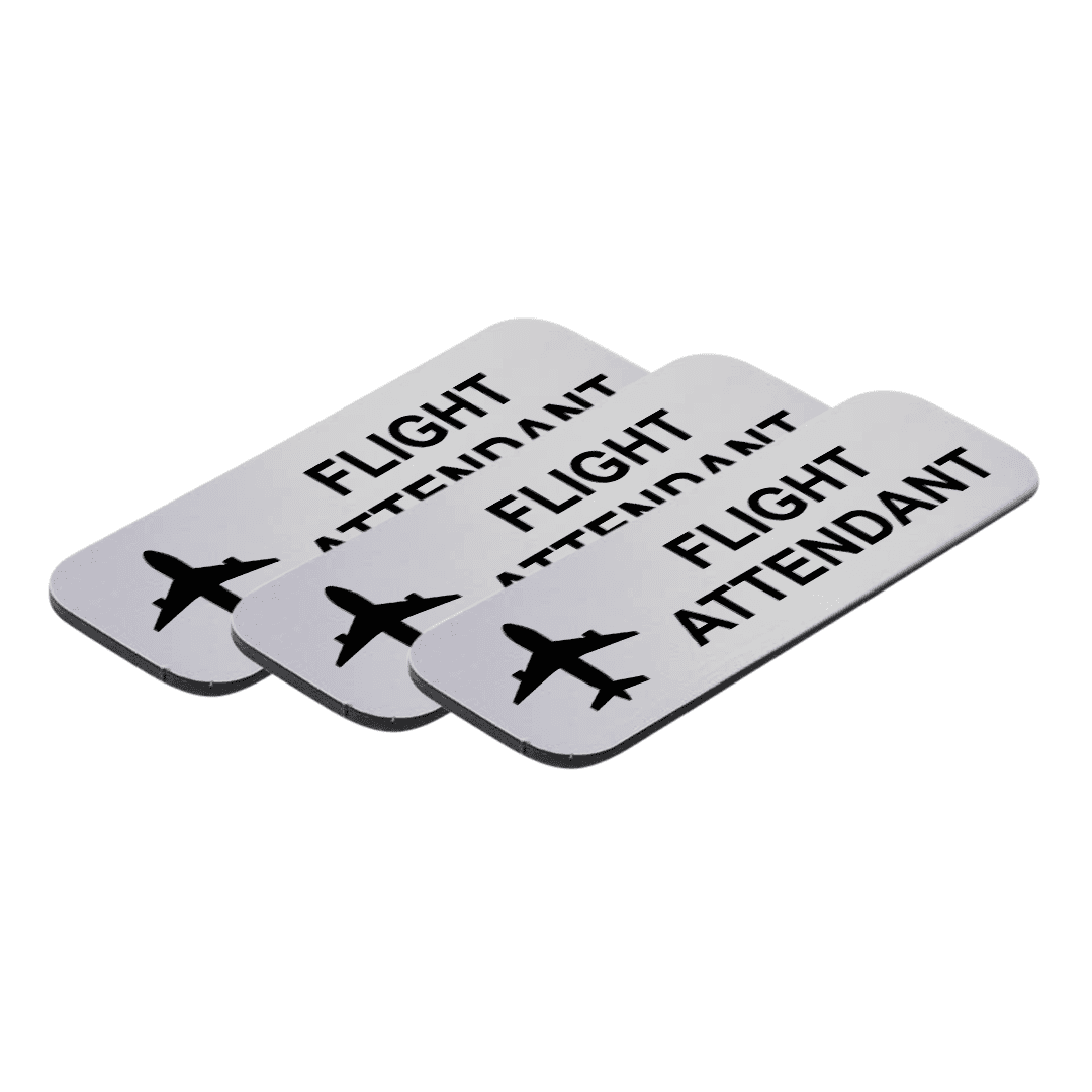 Flight Attendant 1 x 3" Name Tag/Badge, Silver, (3 Pack) - Walmart.com