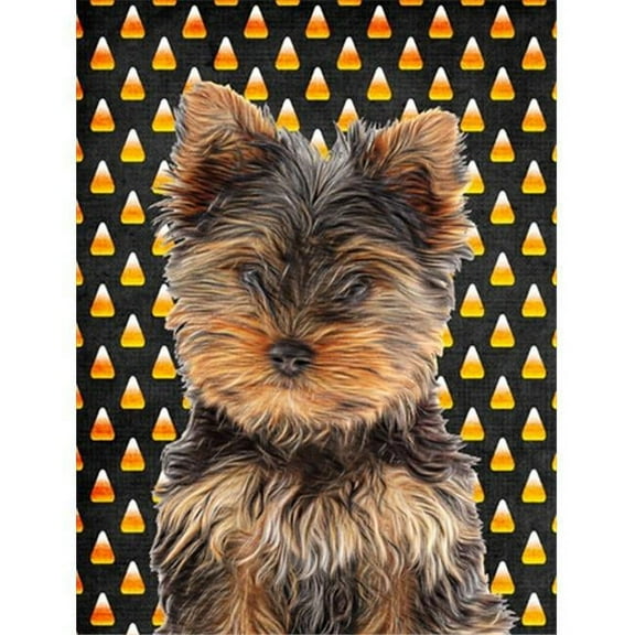 Candy Corn Halloween Yorkie Puppy & Yorkshire Terrier Flag Garden Size