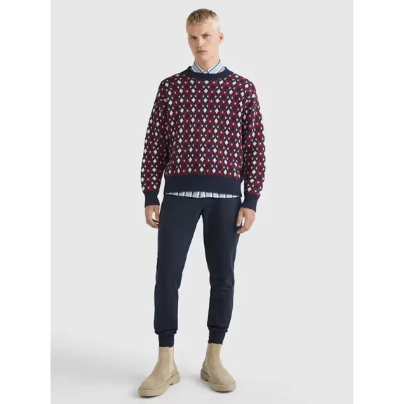 $149 Tommy Hilfiger Men's Geometric Intarsia Oversized Jumper Size L