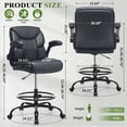 thumbnail image 3 of JONPONY Tall Office Chair for Standing Desk, Ergonomic High Leather Executive Office Chair with Flip-up Armrest,and Adjustable Foot Ring for Counter Height Desk,Black, 3 of 13