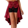 thumbnail image 1 of Runhomal Jupe Gothique Steampunk pour Femmes Jupe à Volants Victorienne Haute Basse Jupe Médiévale Renaissance Rouge TG, 1 of 7