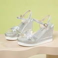 thumbnail image 6 of HAOTAGS Women's Summer Dressy Wedge Sandals Platform Breathable Open Toe Walking Shoes Silver Size 6.5, 6 of 7