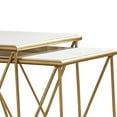 thumbnail image 3 of 2 Piece Marble Top Nesting Table with Geometric Base White and Gold - Saltoro Sherpi, 3 of 5