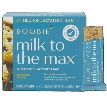 Boobie Bar Superfood Breastfeeding Bar, Blueberry Muffin, (1.7 Ounce Bars, 6 Count)