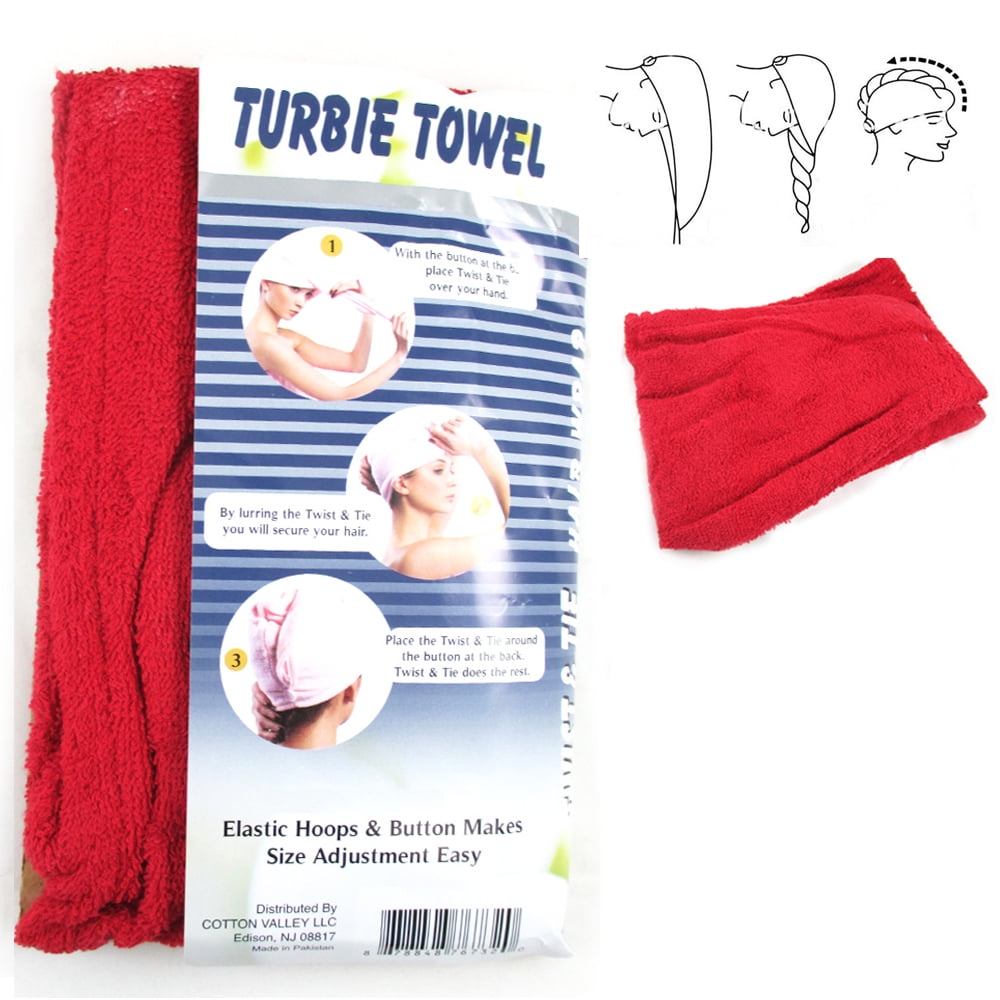 2 Pc Polyester Terry Large Hair Head Wrap Turbie Towel Spa Soft