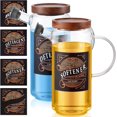thumbnail image 1 of FoldTier 2 Pcs 33 oz Glass Laundry Detergent Dispenser with 4 Vintage Labels Sticker Liquid Storage Containers with Handles Bamboo Lids for Laundry Room Organization Storage, 1 of 6