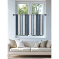 thumbnail image 4 of Sheer Curtains 54 Inch Length, Blue Beige Striped Semi Sheer Curtains Light Filtering Window Treatment, Modern Stripes Art Farmhouse Privacy Voile Drapes for Living Room Bedroom 52x54 Inch, 4 of 7