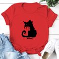 thumbnail image 1 of Pntutb - Camiseta con estampado de letras de gato negro informal de Halloween para mujer, blusa con cuello redondo Pntutb Pntutb-5511, 1 of 3