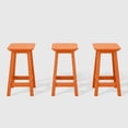 thumbnail image 5 of WestinTrends Malibu 24" HDPE Outdoor Patio Counter High Backless Square Bar Stools Set of Three, Orange, 5 of 8