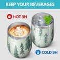 thumbnail image 4 of 12oz Stemless Wine Tumblers Light Green Christmas Tree and Snow Pattern Vacuum Insulated Stainless Steel Travel Tumbler Cups Mug with Lid and Straw for Champaign,Cocktail,Beer with Cleaning Brush, 4 of 5