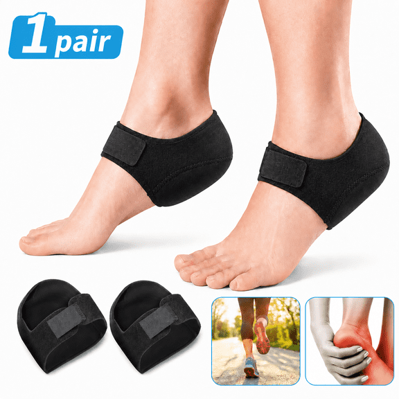 Emlimny Plantar Fasciitis Heel Cups for Heel Pain Heel Protectors/Sleeves Pads, Heel Support for Heel Pain and Spur, Cracked Heels for Women and Men (Black, S)