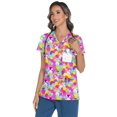 thumbnail image 2 of Scrub Tops LOMON con estampado de cuello en V de Pascua para mujer 3XL con 3 bolsillos, 2 of 6