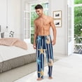 thumbnail image 3 of FREEAMG Men's Pajama Pants with Pockets Sleepwear Lounge Pants Stretch Casual Nautical Starfish Stripe Seashell, 3 of 7