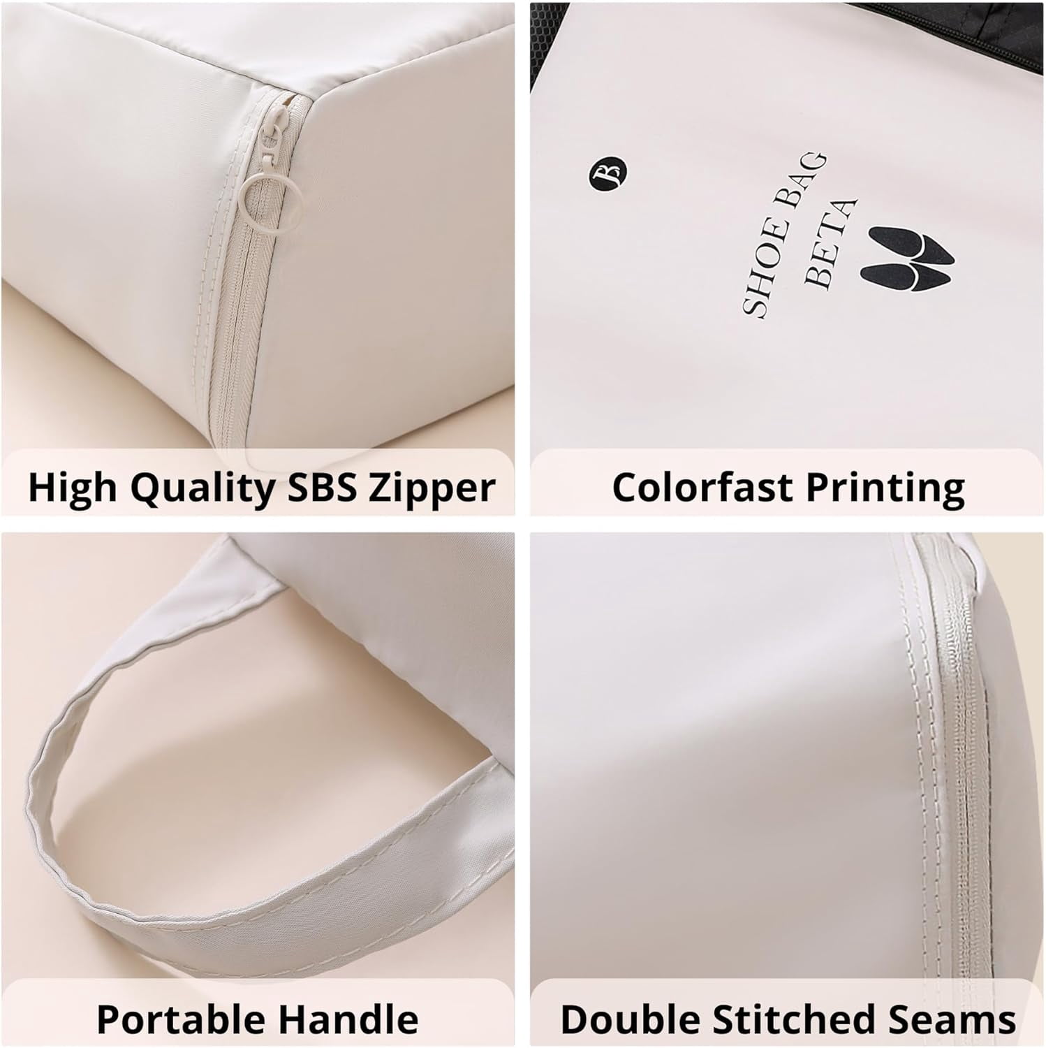 Shoe Bags for Travel, Waterproof Shoe Storage Organizer with Zipper for Men and Women (2 Pack, Pink)