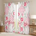 thumbnail image 2 of Manfei Patchwork Check Bowtie Blackout Curtains,Romantic Rose Floral Curtains Pack of 2 (42x84 Each), 2 of 6
