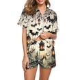 thumbnail image 4 of SAKMAL Soft Pajama Set for Women Halloween Bat Print Young Womens 2PC Short Sleeve Top & Shorts Casual Loungewear Set,XL, 4 of 8