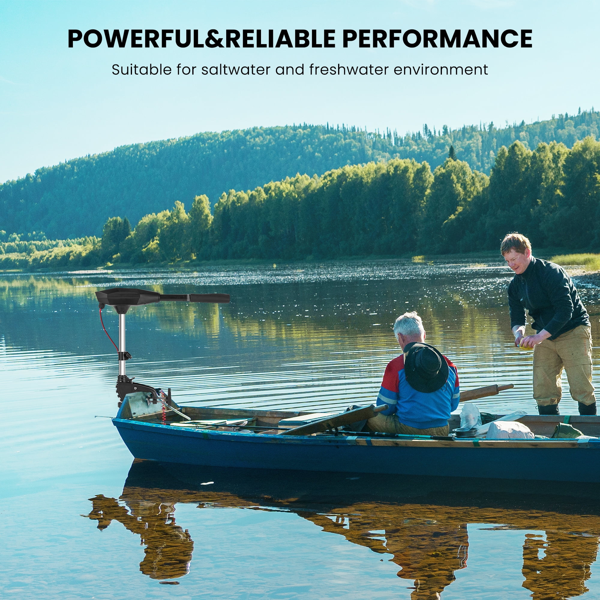 Naipo Electric Trolling Motor with 55 Lbs Thrust 8 Speeds, Boat Fishing Motor with Telescoping Handle, LED Battery Indicator for Kayak Fishing Boat Freshwater Use