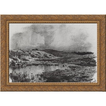 Soars. Swamp 24x20 Gold Ornate Wood Framed Canvas Art by Polenov, Vasily