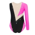 thumbnail image 4 of TiaoBug Kids Girls Shiny Rhinestone Dance Leotard Single Long Sleeve Gymnastics Bodysuit for Stage Performance Hot Pink 6, 4 of 5